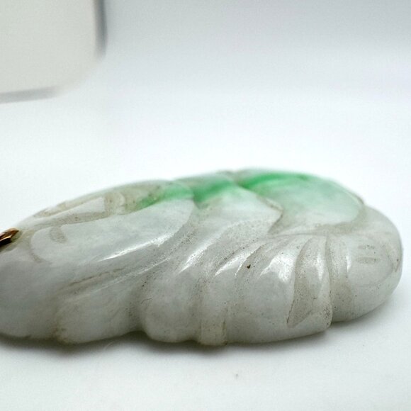 Laughing Buddha Jade Pendant With 14K Gold Bail - Picture 8 of 12